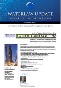 Waterlaw news: hydraulic fracturing e-newsletter screenshot, September 2014
