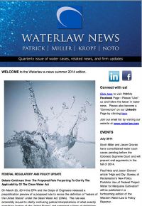 Waterlaw news: federal regulation water law e-newsletter screenshot 2014 edition